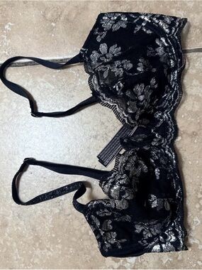 Victoria's Secret Black and Silver Lace Underwire Bra